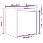 vidaXL Table de chevet murale noir 38x34x40 cm