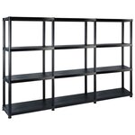vidaXL Étagère de rangement à 4 niveaux Noir 183x30 5x130 cm Plastique
