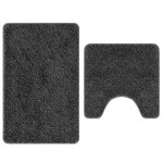 Set de 2 tapis de bain gris foncé en polypropylène antidérapants