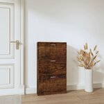 vidaXL Armoire à chaussures Chêne fumé 59x17x108 cm Bois d'ingénierie