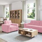 vidaXL Canapé 3 Pièces Rose Tissu en lin mélangé