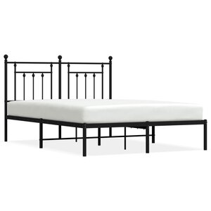 vidaXL Cadre de lit métal avec tête de lit noir 140x190 cm