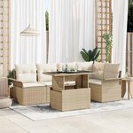 vidaXL Ensemble de canapé de jardin 6 Pièces Beige Poly rotin