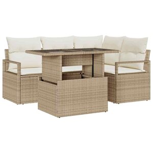 vidaXL Ensemble de canapé de jardin 5 Pièces beige et crème polyrotin
