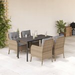 vidaXL Ensemble à manger de jardin avec coussins 5Pièces Beige poly rotin