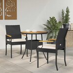 vidaXL Chaises de jardin avec coussin 2 Pièces Noir et blanc crème