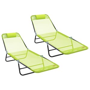 vidaXL Chaise longue pliante 2 Pièces Vert 182 x 55 x 85 5 cm Textilène