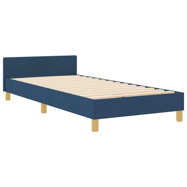 vidaXL Cadre de lit avec tête de lit Bleu 90 x 200 cm tissu