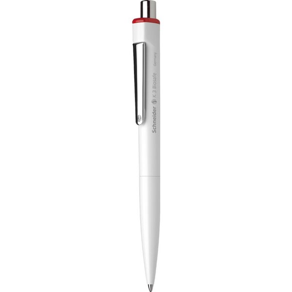 Stylo à bille K3 Biosafe blanc Pointe Moyenne rouge SCHNEIDER