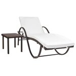 vidaXL Chaise longue avec coussin et table Résine tressée Marron