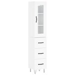 vidaXL Buffet haut Blanc brillant 34 5x34x180 cm Bois d'ingénierie
