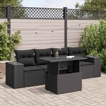vidaXL Salon de jardin 5 Pièces avec coussins noir résine tressée
