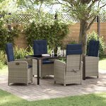 vidaXL Ensemble de salle à manger de jardin de 5 pièces avec coussins - poly rotin gris