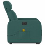 vidaXL Fauteuil inclinable de massage électrique Vert foncé Tissu