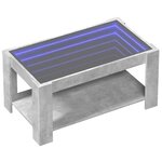 vidaXL Table basse avec LED gris béton 93x53x45 cm bois d'ingénierie