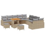 vidaXL Ensemble de canapé de jardin 13 Pièces Beige Poly rotin