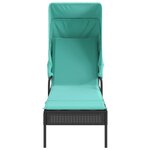 vidaXL Chaise longue avec auvent noir résine tressée