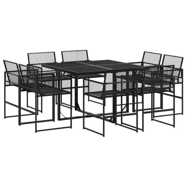 vidaXL Ensemble à manger de jardin 9 Pièces Noir Résine tressée