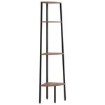 vidaXL Étagère d'angle à 4 niveaux Marron foncé et noir 45 5 x 31 5 x 150 cm