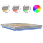 vidaXL Cadre de lit et lumières LED sans matelas sonoma gris 160x200cm