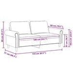 vidaXL Canapé à 2 places Noir 140 cm Velours