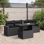 vidaXL Salon de jardin 5 Pièces avec coussins noir résine tressée