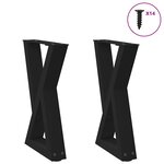 vidaXL Pieds de table basse 2 pièces Noir 28 x (42-43 3) cm Acier