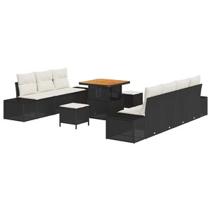 vidaXL Ensemble de canapé de jardin 10 Pièces Noir Poly rotin
