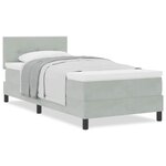 Lit à ressort vidaXL avec matelas Gris clair 90x200 cm Velours