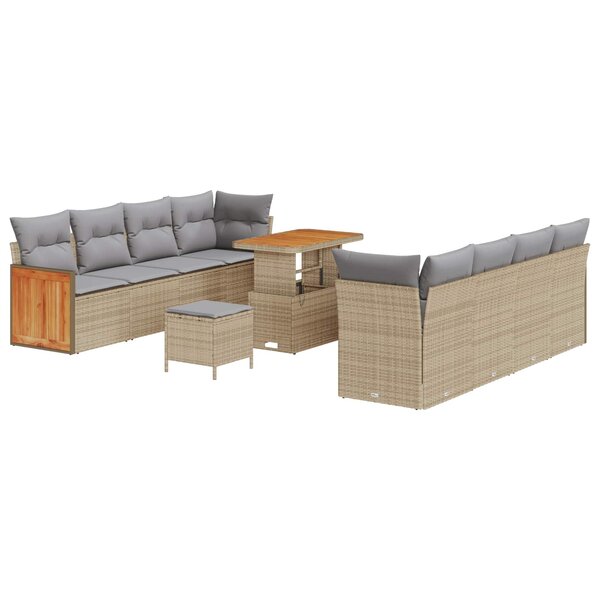 vidaXL Ensemble de canapé de jardin 11 Pièces Beige et Gris clair