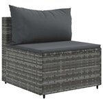 vidaXL Salon de jardin 6 Pièces avec coussins Gris Résine tressée