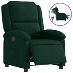 vidaXL Fauteuil inclinable électrique vert foncé velours