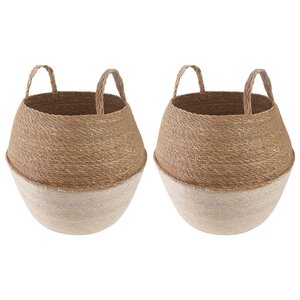 vidaXL Pot de plante avec poignées 2 pc Blanc Ø 32 x 32 cm