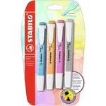 Blister 4 surligneurs STABILO swing cool Pastel - abricot + bleu + mauve + gris STABILO