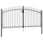 vidaXL Portillon double porte avec dessus à pointe Acier 3x1 5 m Noir