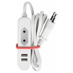 Perel prise euro 1 voie avec 2 ports usb blanc