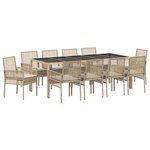 vidaXL Ensemble de salle à manger de jardin 11 pièces avec coussins Beige en poly rotin