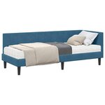 vidaXL Cadre de lit d'angle avec matelas 2 pc Bleu 80 x 200 cm Velours
