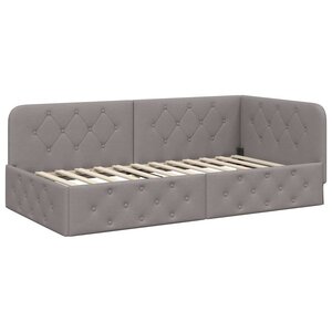 vidaXL Cadre de lit d'angle Taupe 100 x 200 cm tissu