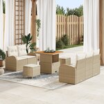 Ensemble de Canapé de Jardin de 8 pièces vidaXL avec Coussins Beige Rattan Poly Acacia