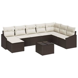 vidaXL Ensemble de salle à manger pour jardin 9 Pièces Marron et Crème