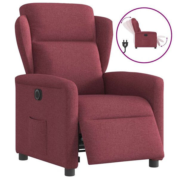 vidaXL Fauteuil inclinable électrique Rouge bordeaux Tissu