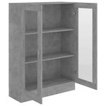 vidaXL Armoire à vitrine Gris béton 82 5x30 5x115 cm Bois d'ingénierie