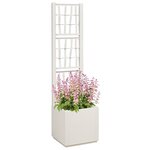 Jardinière vidaXL avec treillis Blanc 36x36x140 cm PP