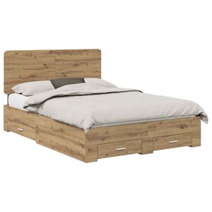 vidaXL Cadre de lit Chêne artisanal 140 x 190 cm Bois d'ingénierie