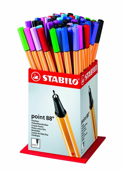 Godet de 60 Stylo-Feutre POINT 88 Pointe Fine 0 4 mm couleurs assorties STABILO
