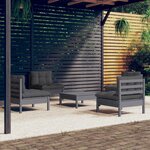 vidaXL Salon de jardin 5 Pièces avec coussins anthracite bois de pin