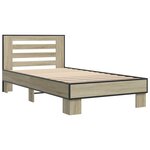 vidaXL Cadre de lit chêne sonoma 100x200 cm bois d'ingénierie et métal