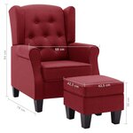 vidaXL Fauteuil avec repose-pied Rouge bordeaux Tissu