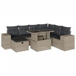 vidaXL Salon de jardin 8 Pièces avec coussins gris clair résine tressée
